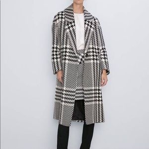 Oversized Geometric Houndstooth Zara Coat